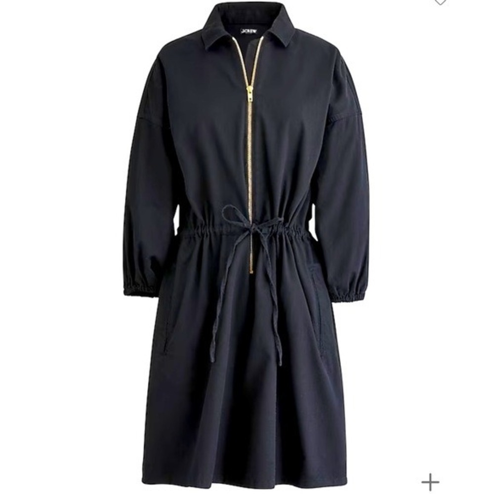 J. Crew Black Cotton Utility Drawstring Shirt Dress Jacket Style Size M